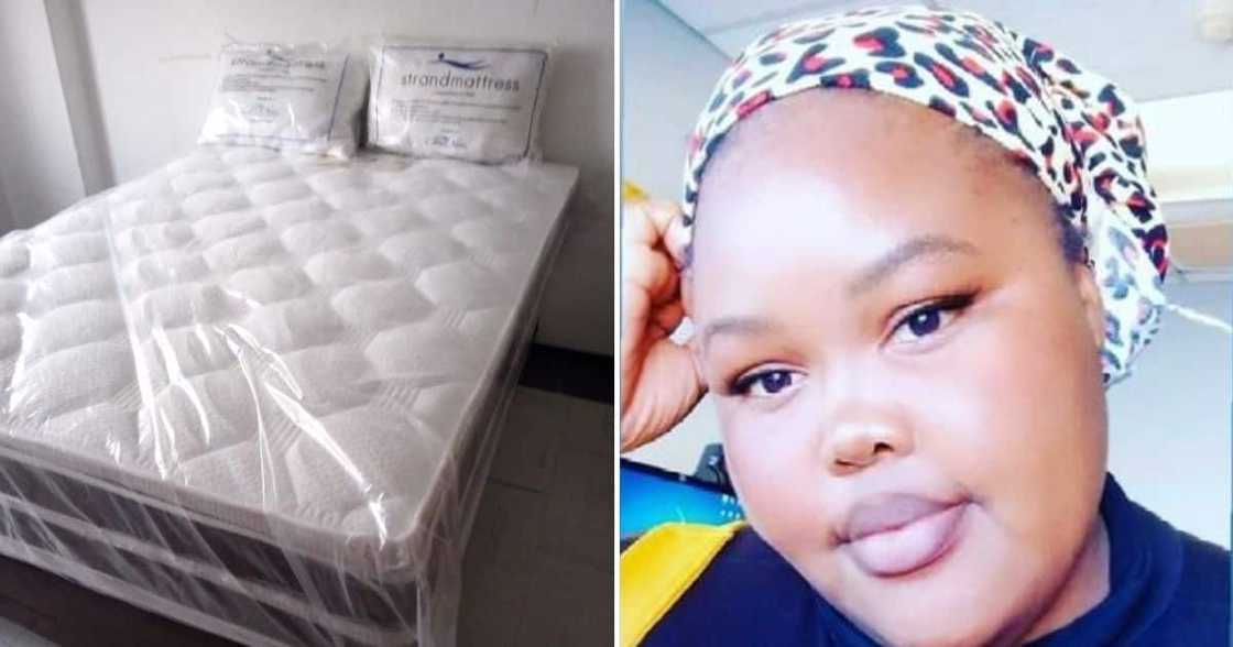 Woman buys new bed Woman buys new bed
