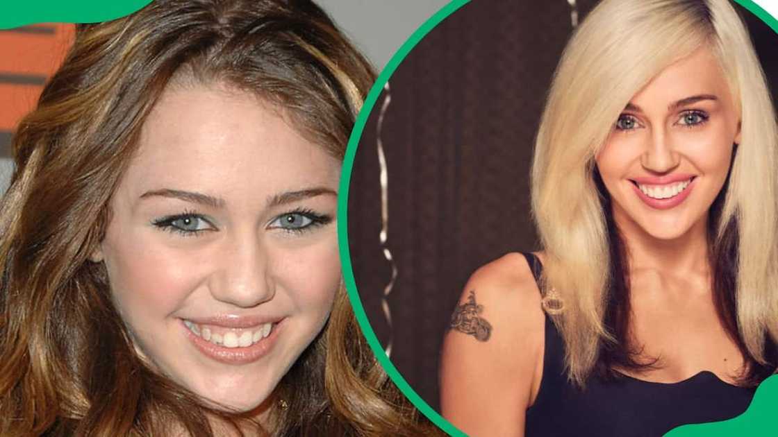 Miley Cyrus during an event at Sony Studios (L). The songwriter on set for Miley's New Year's Eve Party season 1 (R) Miley Cyrus during an event at Sony Studios (L). The songwriter on set for Miley's New Year's Eve Party season 1 (R)