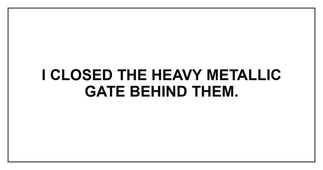 I closed the heavy metallic gate behind them. I closed the heavy metallic gate behind them.