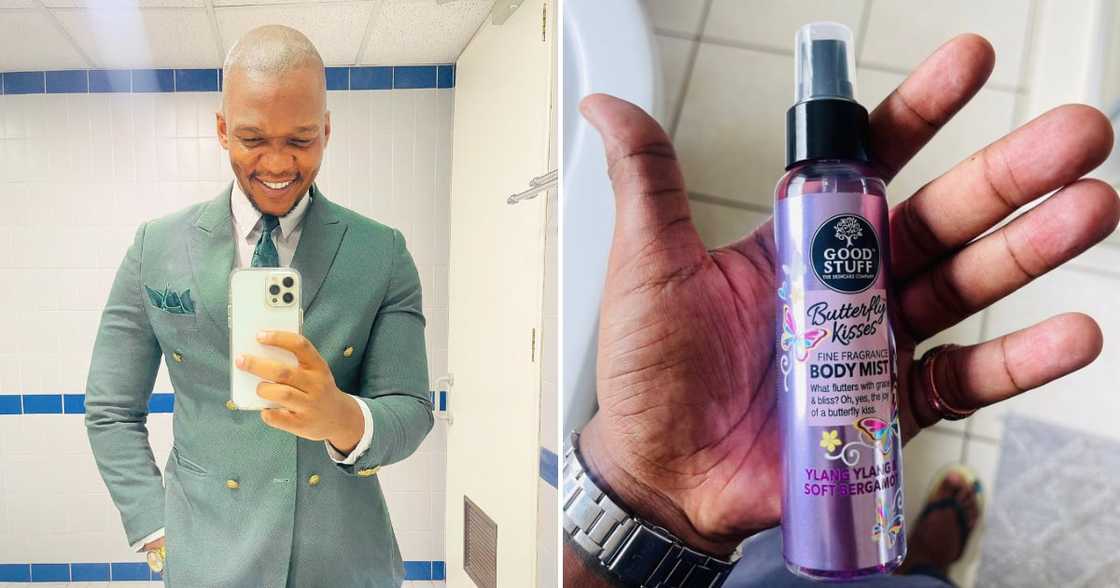 Twitter user @Chris_JNdonga and his body mist Twitter user @Chris_JNdonga and his body mist