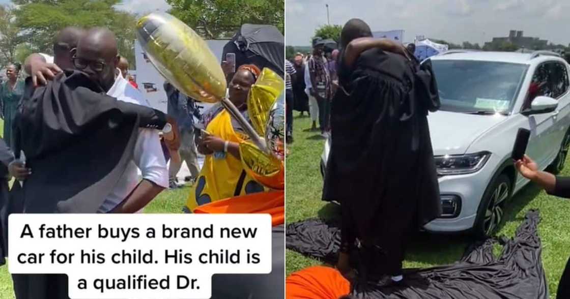 Man and gives son car Man and gives son car