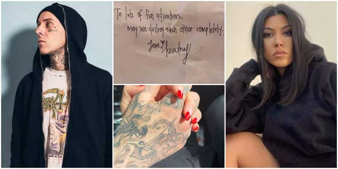 Kourtney Kardashian's new boo Travis Barker shares cute love note he received from her Kourtney Kardashian's new boo Travis Barker shares cute love note he received from her