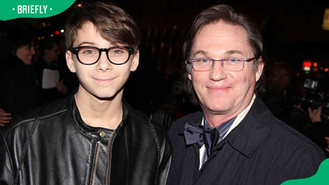 Montana James Thomas and his dad, Richard Thomas, at the Richard Rodgers Theatre Montana James Thomas and his dad, Richard Thomas, at the Richard Rodgers Theatre