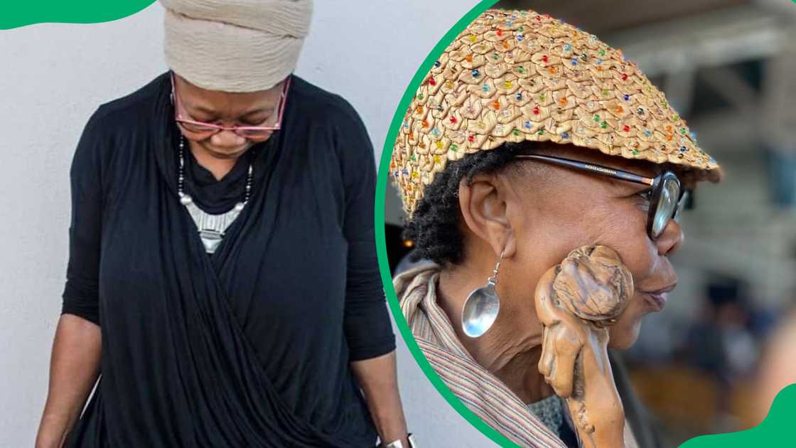 Shado Twala in a traditional hat