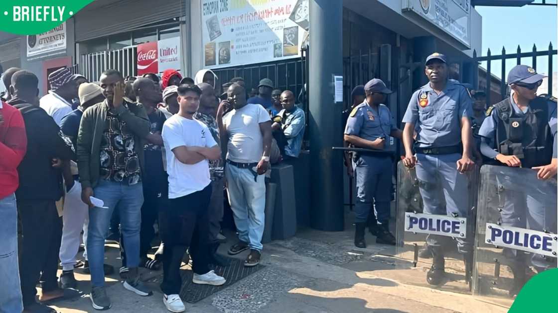 Asylum seekers again gathered outside the Refugee Reception Centre in Durban