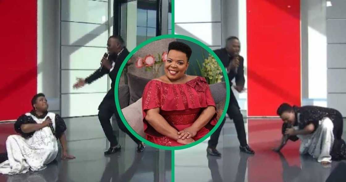 Gospel singer Dr Rebecca Malope performing with Godfrey Mahlangu on 'eNCA'.