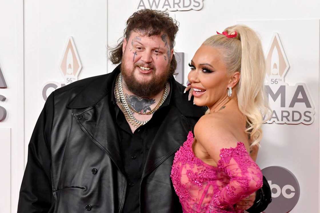 Jelly Roll with his wife at the 56 CMA Awards Jelly Roll with his wife at the 56 CMA Awards