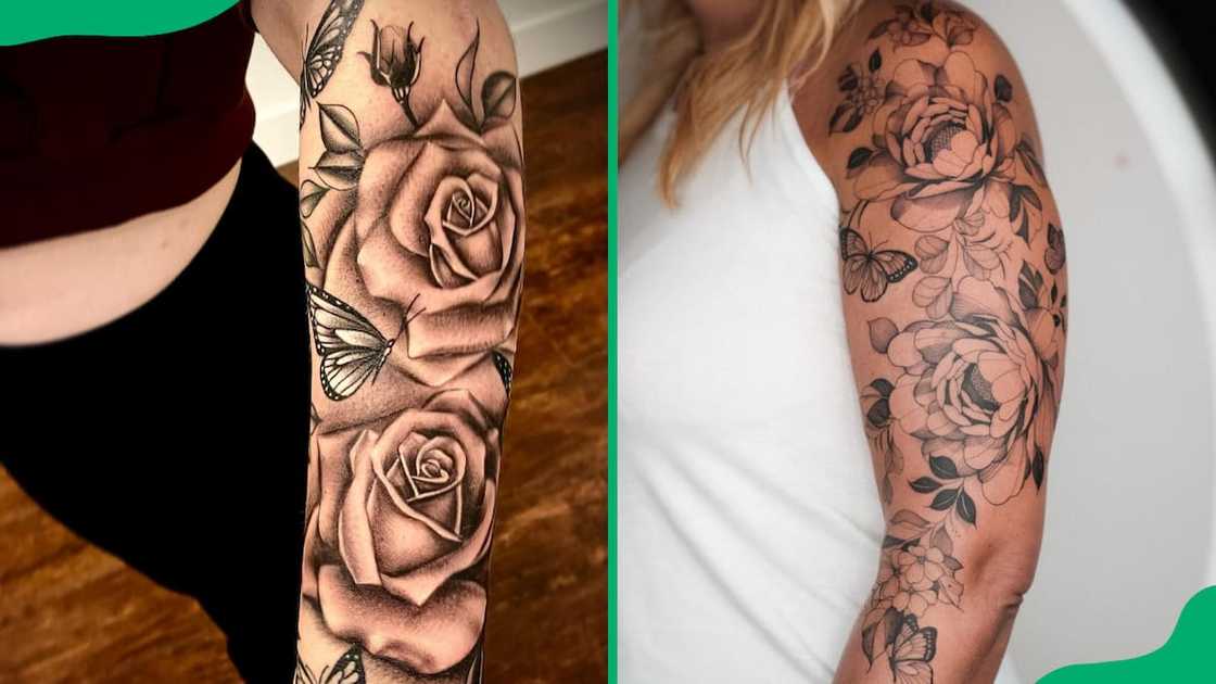 Rose sleeve tattoos