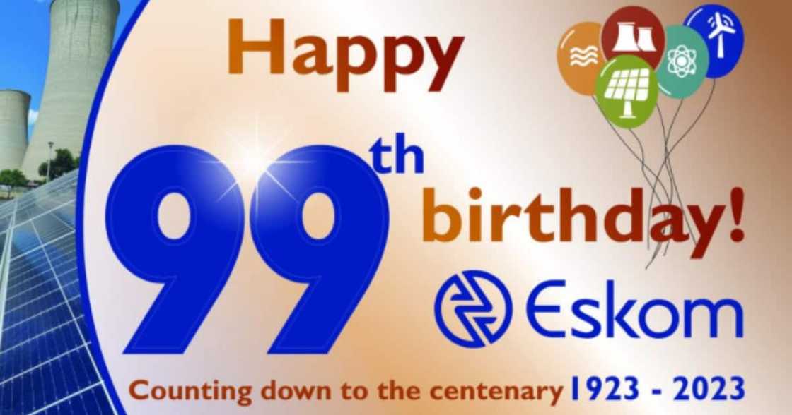 Eskom, 99 years, birthday, load-shedding, success, power cuts, centenary, countdown Eskom, 99 years, birthday, load-shedding, success, power cuts, centenary, countdown