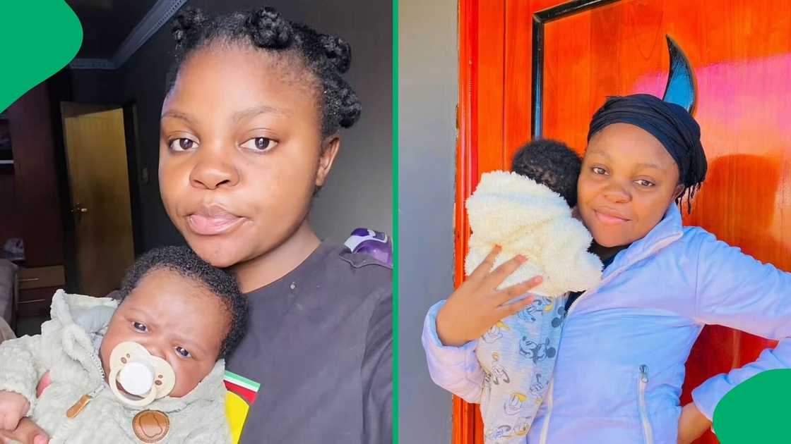A TikTok video shows a woman unveiling her baby hack for chores. A TikTok video shows a woman unveiling her baby hack for chores.
