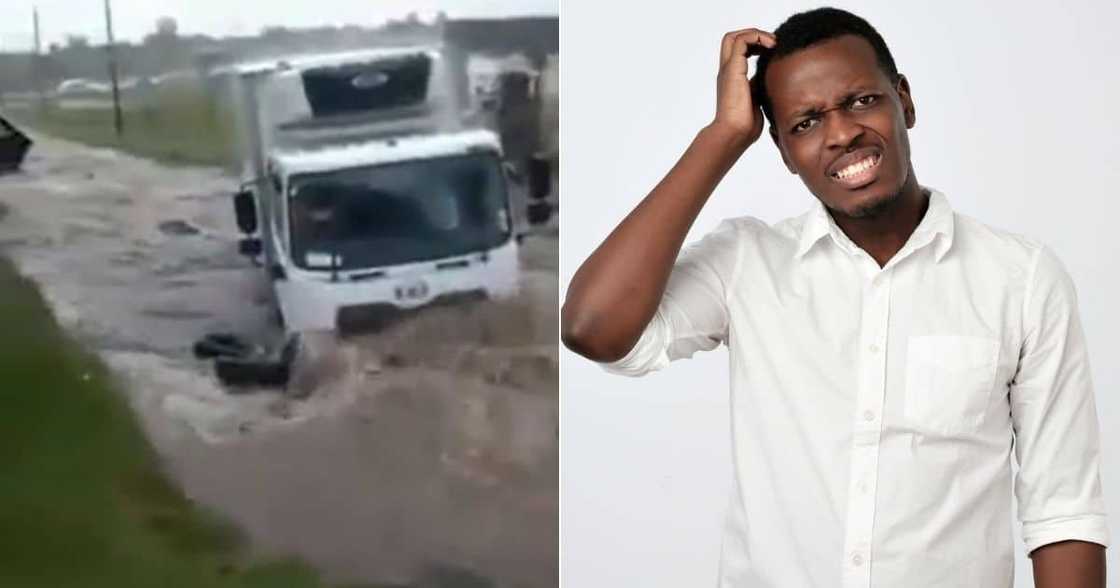 Truck, Stuck in Flooded Waterway, Mzansi, Limpopo, South Africa Truck, Stuck in Flooded Waterway, Mzansi, Limpopo, South Africa