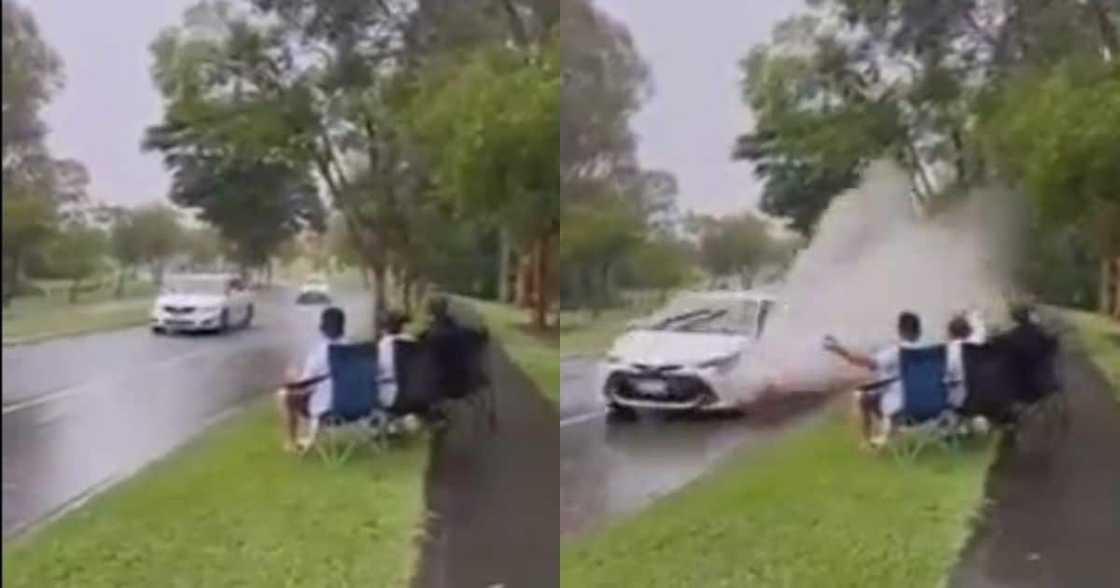 Water, rain, splash, cars, viral video, trending, funny, laughter, Mzansi, reactions Water, rain, splash, cars, viral video, trending, funny, laughter, Mzansi, reactions