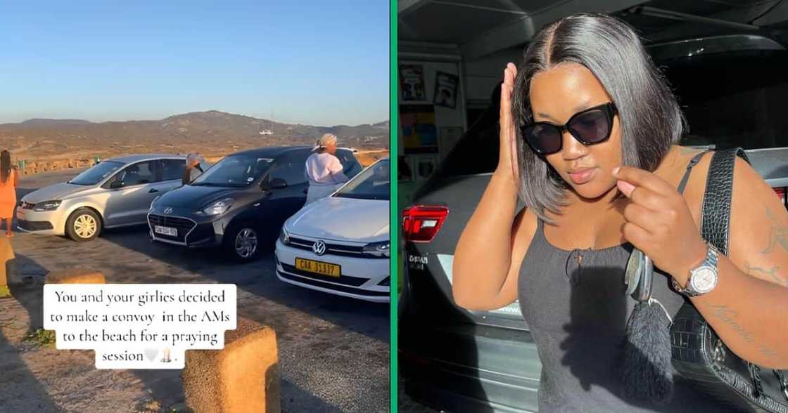 A TikTok video captured a group of Cape Town ladies going to the beach with their cars for a prayer session.