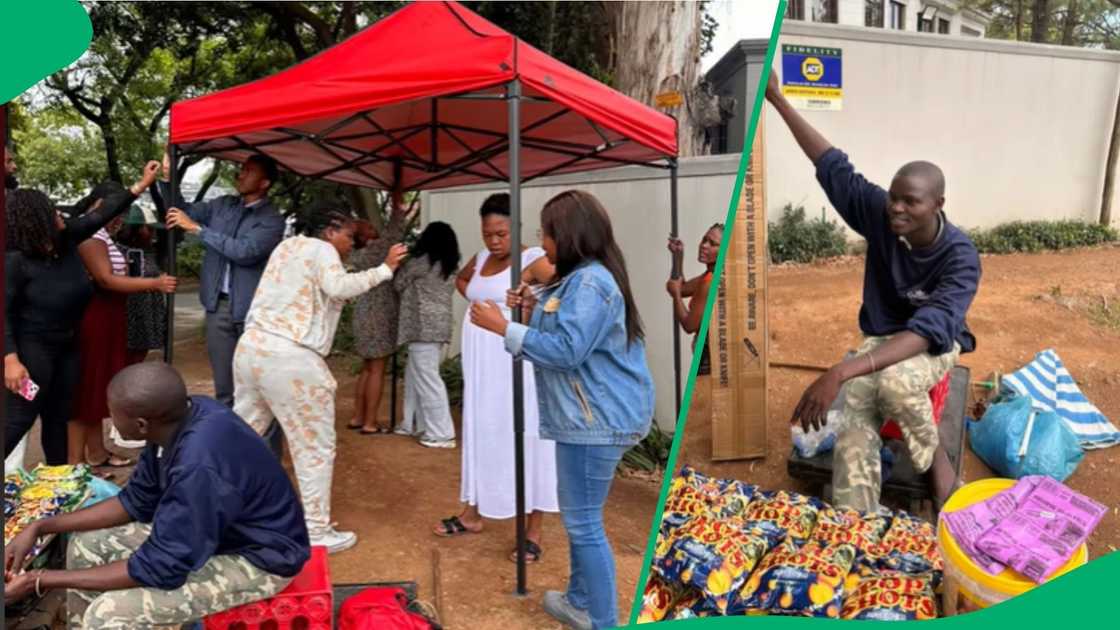 Mzansi peeps shared their willingness to help a man who was gifted a gazebo by others Mzansi peeps shared their willingness to help a man who was gifted a gazebo by others