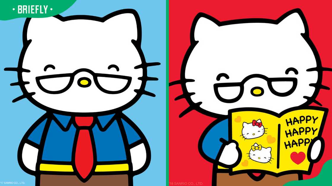 George White in a blue shirt (L). The character holding an open yellow book (R) George White in a blue shirt (L). The character holding an open yellow book (R)