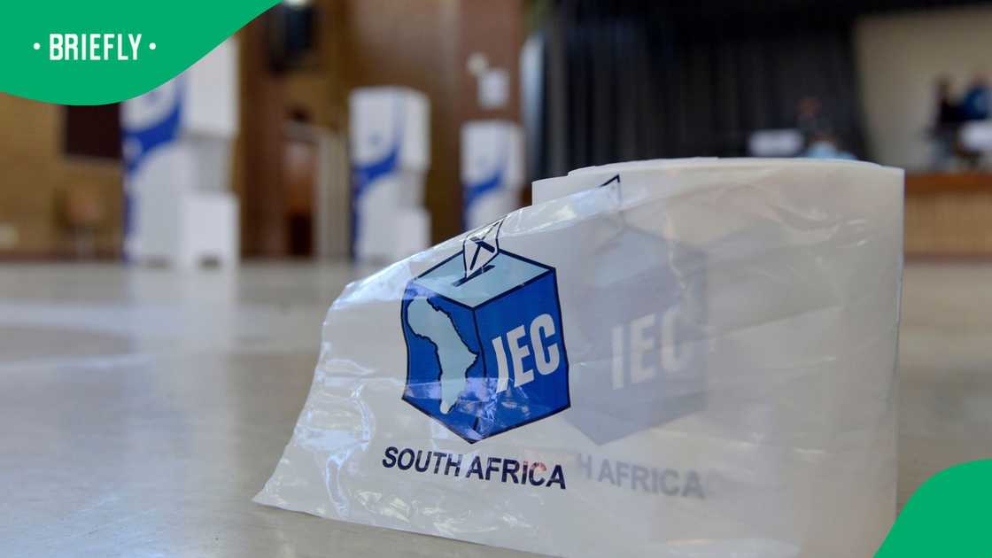Johannesburg, South Africa - 1 November 2021: IEC tape at a voting station in Johannesburg