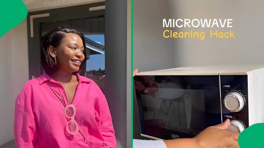 A woman shared a cool microwave cleaning hack.