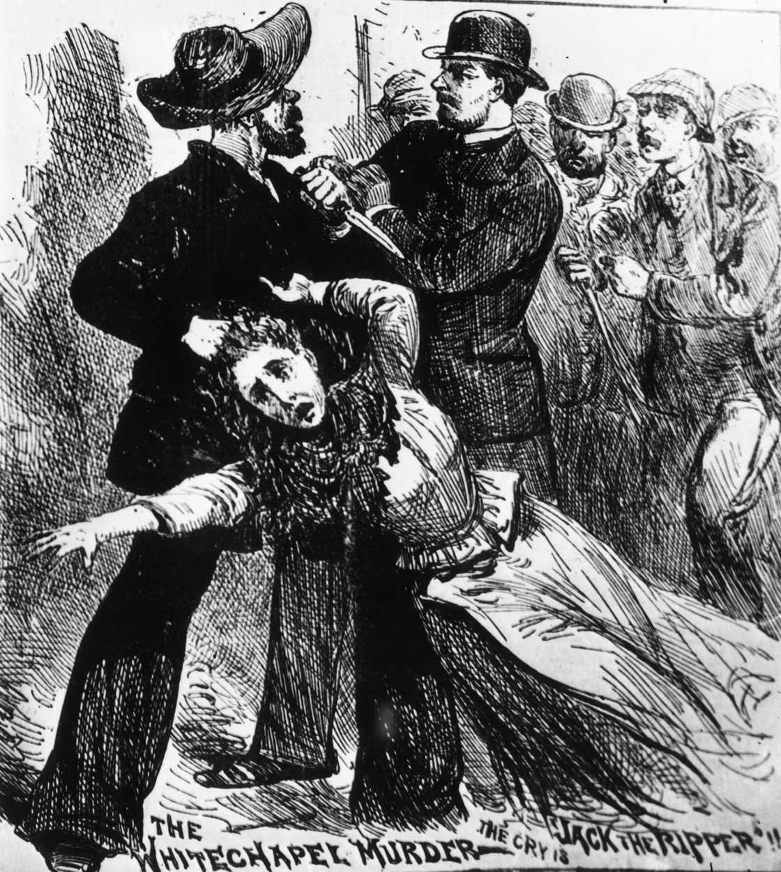 Jack the ripper being caught while holding a woman by the hair and a knife on his other hand Jack the ripper being caught while holding a woman by the hair and a knife on his other hand