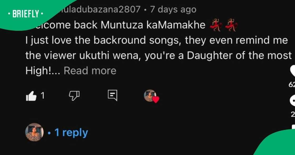 Mom's YT comments Mom's YT comments