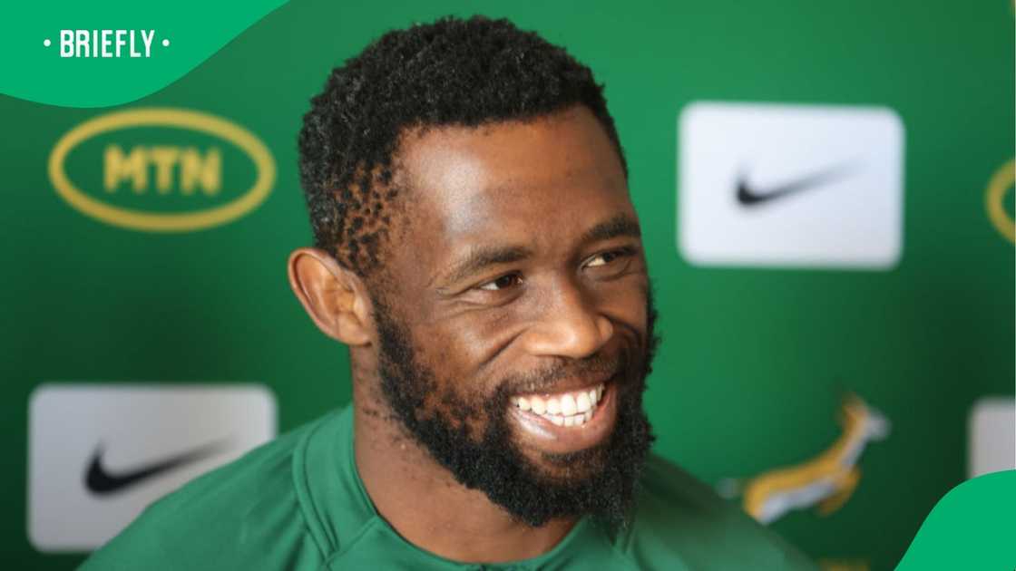 Siya Kolisi during the South Africa men's national rugby team captain's media conference.