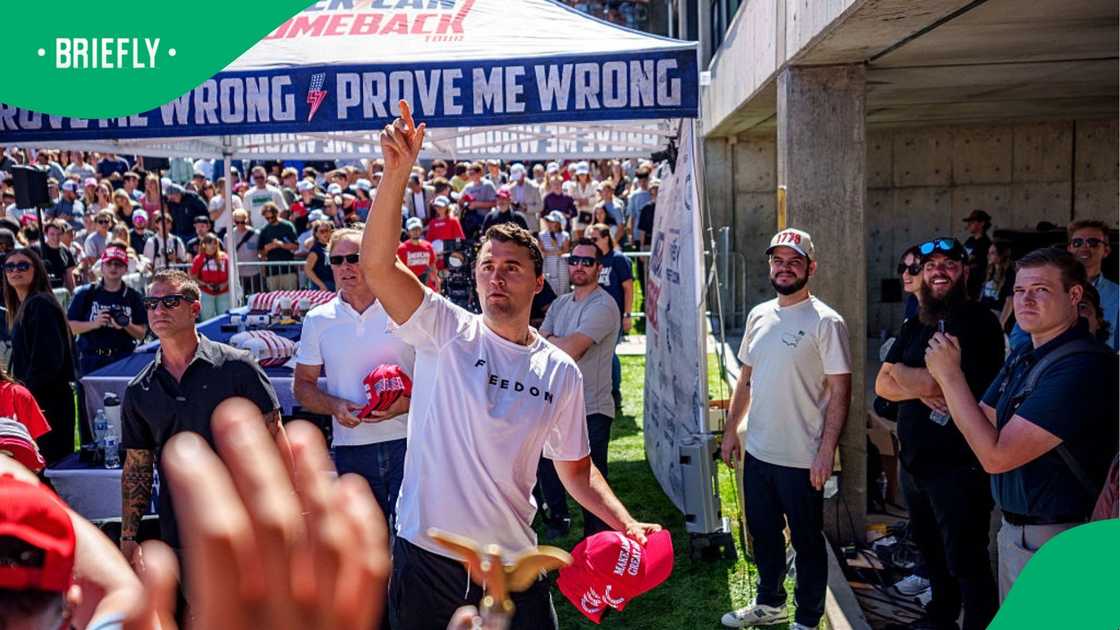 Charlie Kirk at Utah Valley University. Charlie Kirk at Utah Valley University.