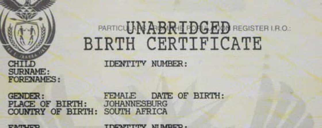 Birth certificate South Africa Birth certificate South Africa