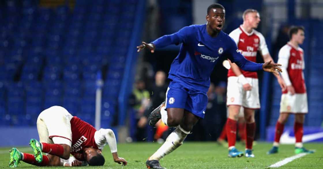 Marc Guehi, FA Youth Cup Final, first leg match, Chelsea, Arsenal, Stamford Bridge Marc Guehi, FA Youth Cup Final, first leg match, Chelsea, Arsenal, Stamford Bridge