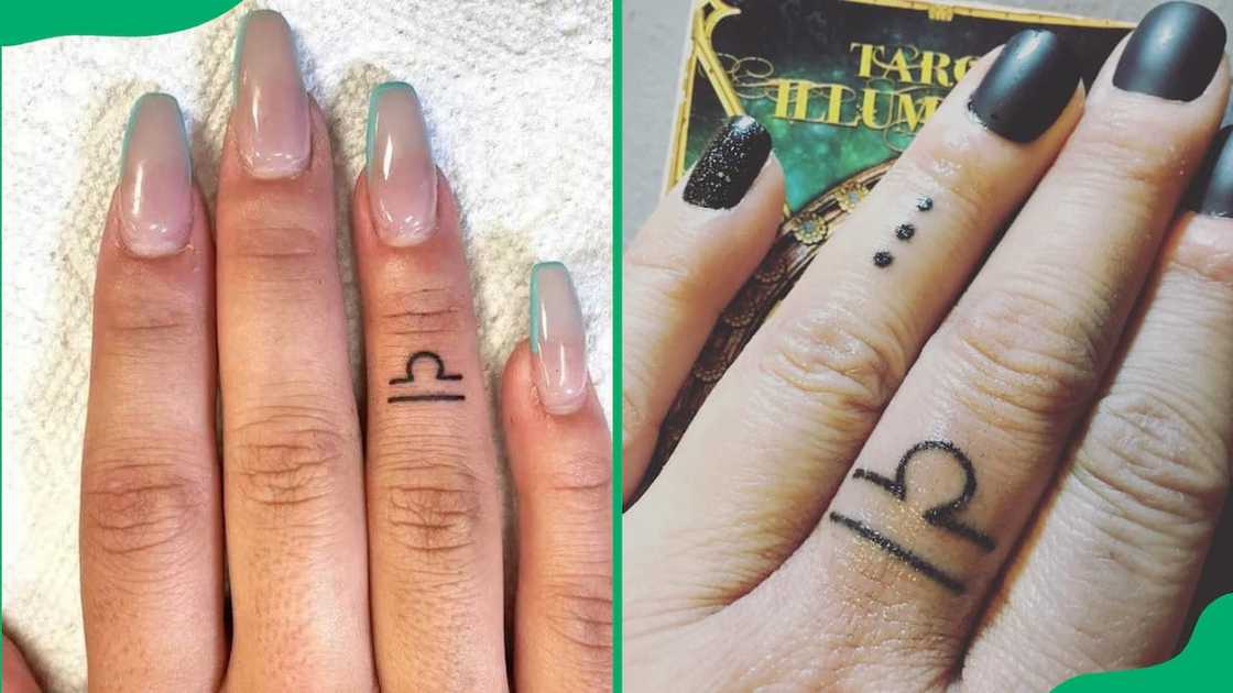 Libra sign finger tattoo Libra sign finger tattoo
