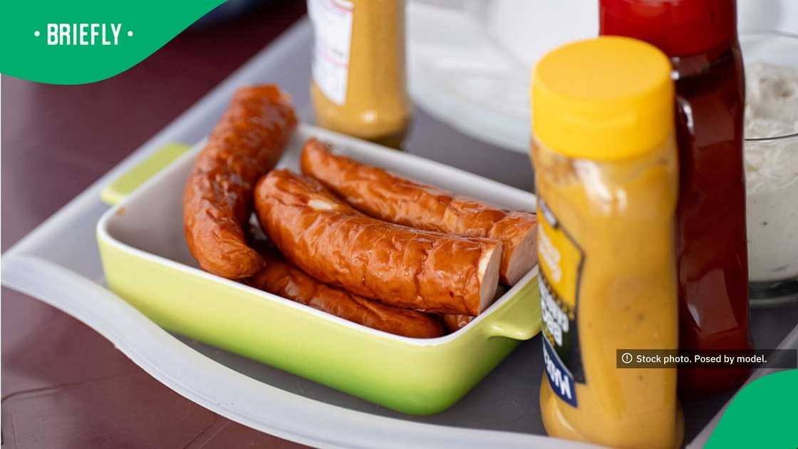 Sausages and sauces ready for a bbq