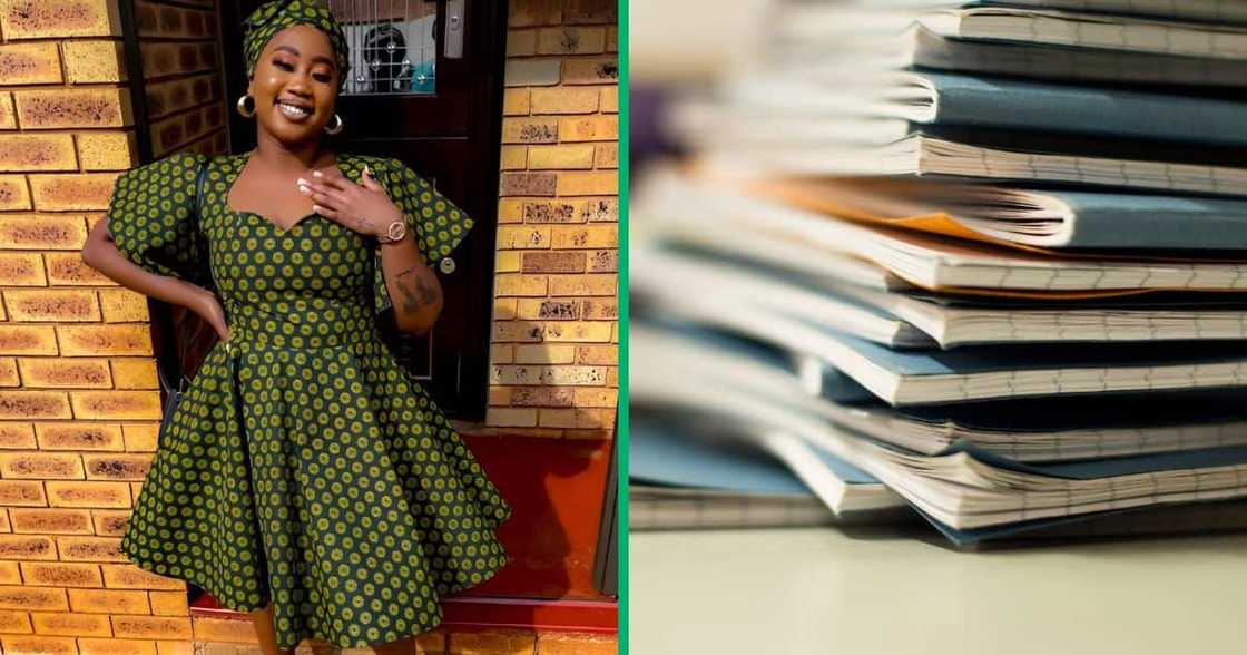 A teacher shared how she fixes her pupils' damaged books while marking their work A teacher shared how she fixes her pupils' damaged books while marking their work