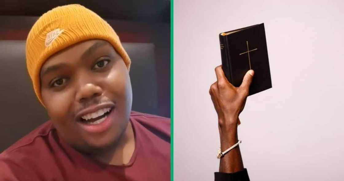 A man showed his church mood vs groove mood in a TikTok video. A man showed his church mood vs groove mood in a TikTok video.