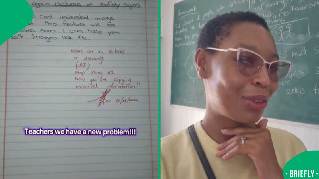 The visual on the right showed the teacher in front of a chalkboard