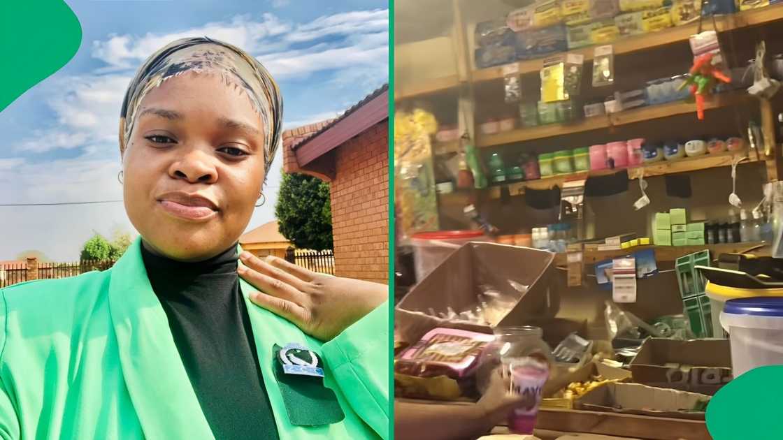 A TikTok video shows a woman exposing a spaza shop for allegedly selling expired goods.