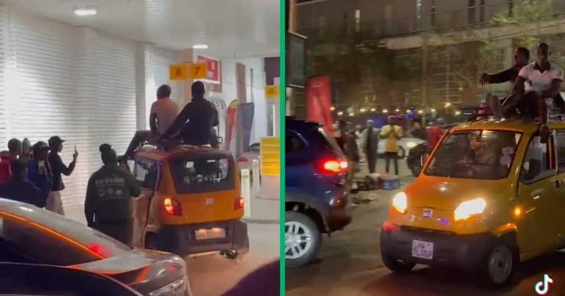 2 Johannesburg men caught a ride on to of a Bajaj car 2 Johannesburg men caught a ride on to of a Bajaj car