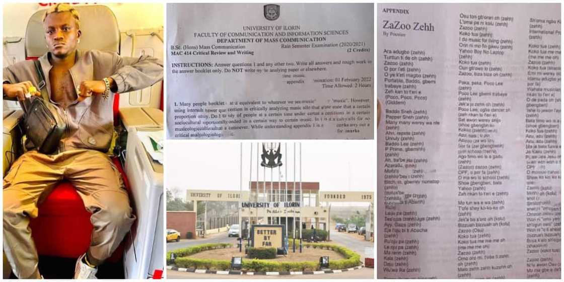 Nigerians react as UNILORIN features singer Portable's Zazu lyrics as compulsory exam question with 24 marks Nigerians react as UNILORIN features singer Portable's Zazu lyrics as compulsory exam question with 24 marks