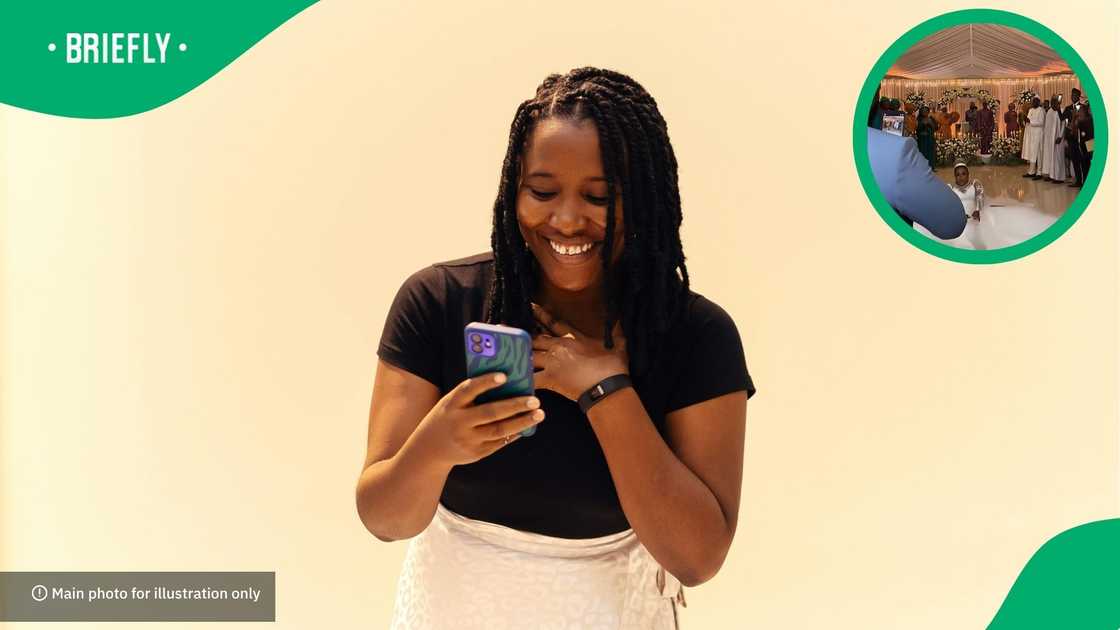 She fell in front of guests who were filming her as she came down from the venue's roof