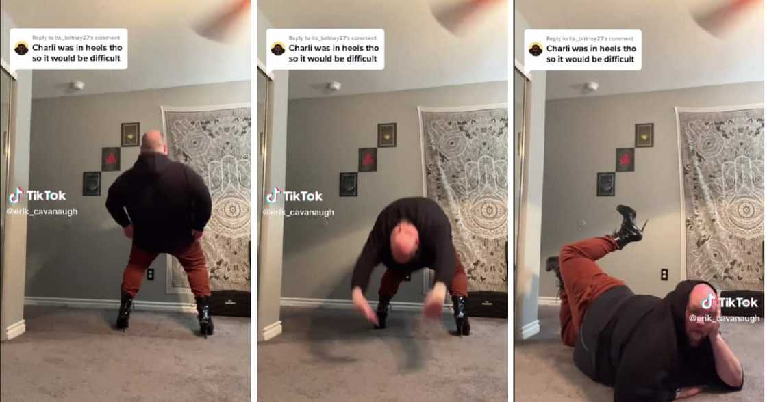 The man tumbled backwards with ease. The man tumbled backwards with ease.