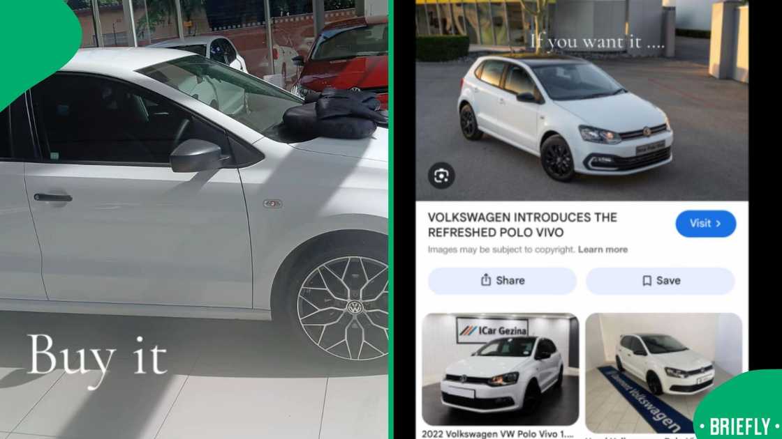 The visual on the right showed the screenshot of the car before she bought it