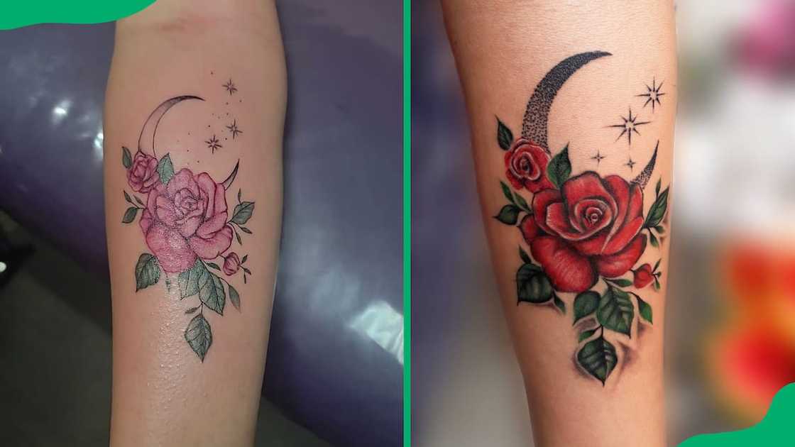 Moon and rose tattoo Moon and rose tattoo