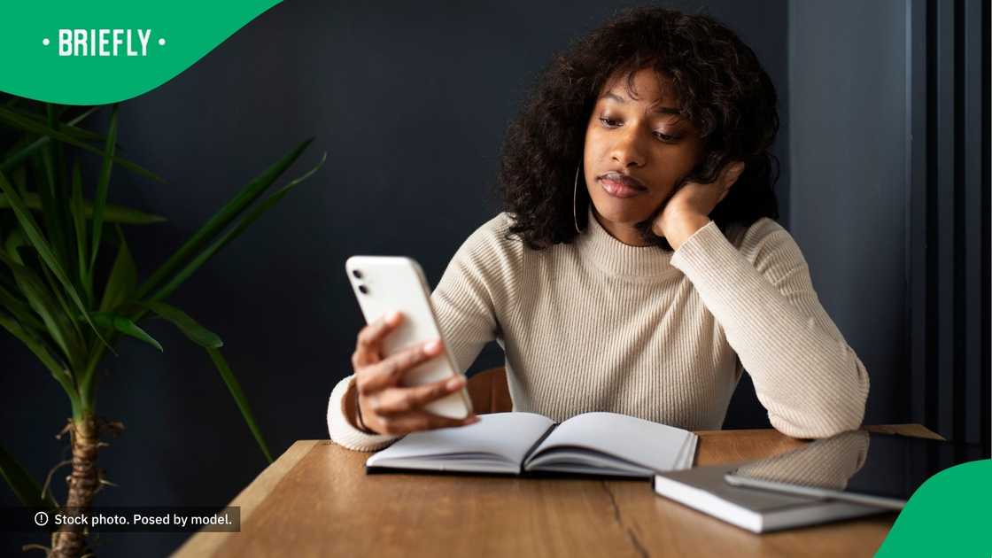 A woman on her phone.