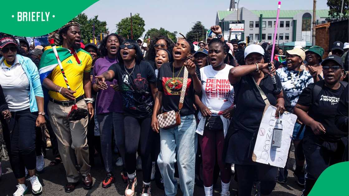 Women demonstrate during a march against gender-based violence (GBV) on September 19, 2026 in Kempton Park, South Africa. Women demonstrate during a march against gender-based violence (GBV) on September 19, 2026 in Kempton Park, South Africa.