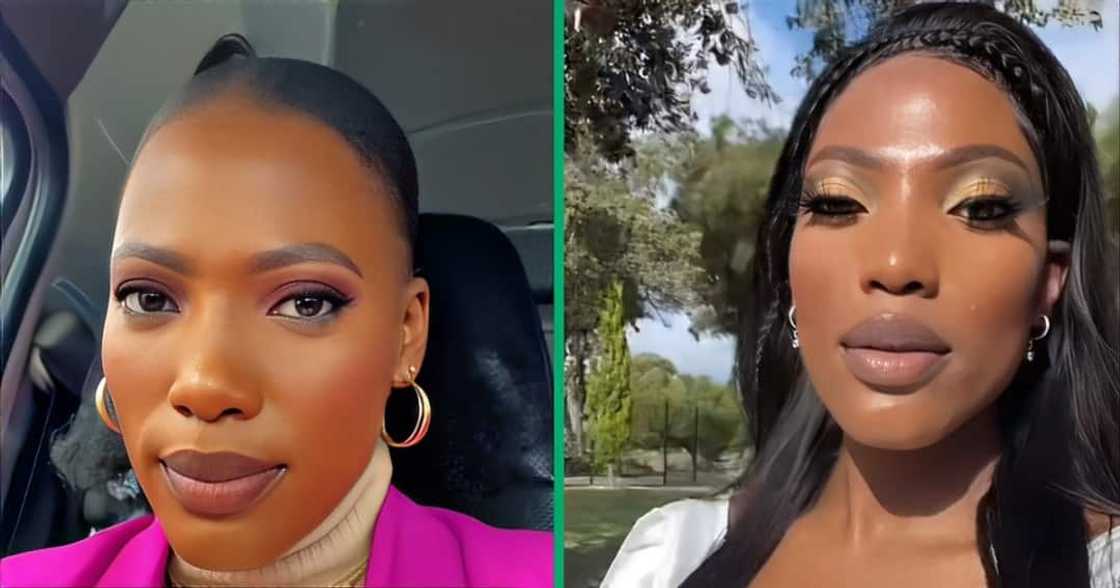 A TikTok video of a woman gifting a boy a new bag and socks. A TikTok video of a woman gifting a boy a new bag and socks.