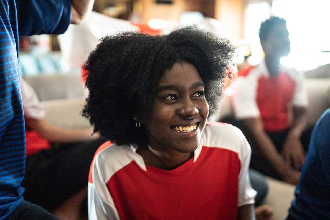 A woman in a jersey A woman in a jersey