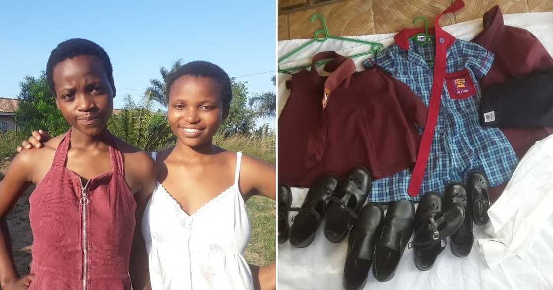 Teenage, Sisters, Collecting Uniforms, Struggling Pupils, South Africa Teenage, Sisters, Collecting Uniforms, Struggling Pupils, South Africa
