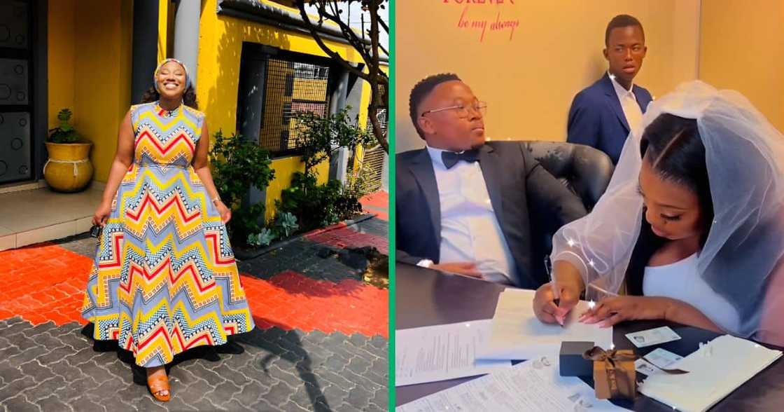 A South African woman shared a TikTok video of her wedding ceremony held at a Home Affairs office A South African woman shared a TikTok video of her wedding ceremony held at a Home Affairs office