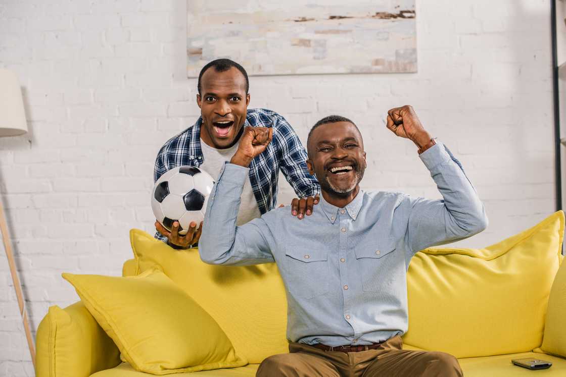 An excited father and son An excited father and son