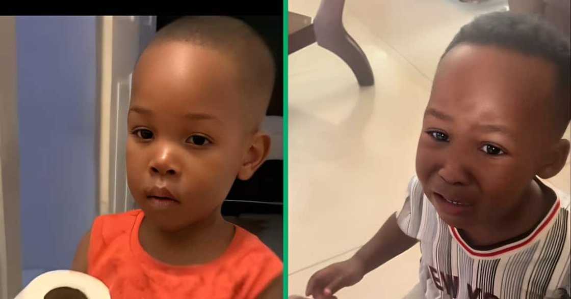 A TikTok video shows a little boy crying for his mom. A TikTok video shows a little boy crying for his mom.