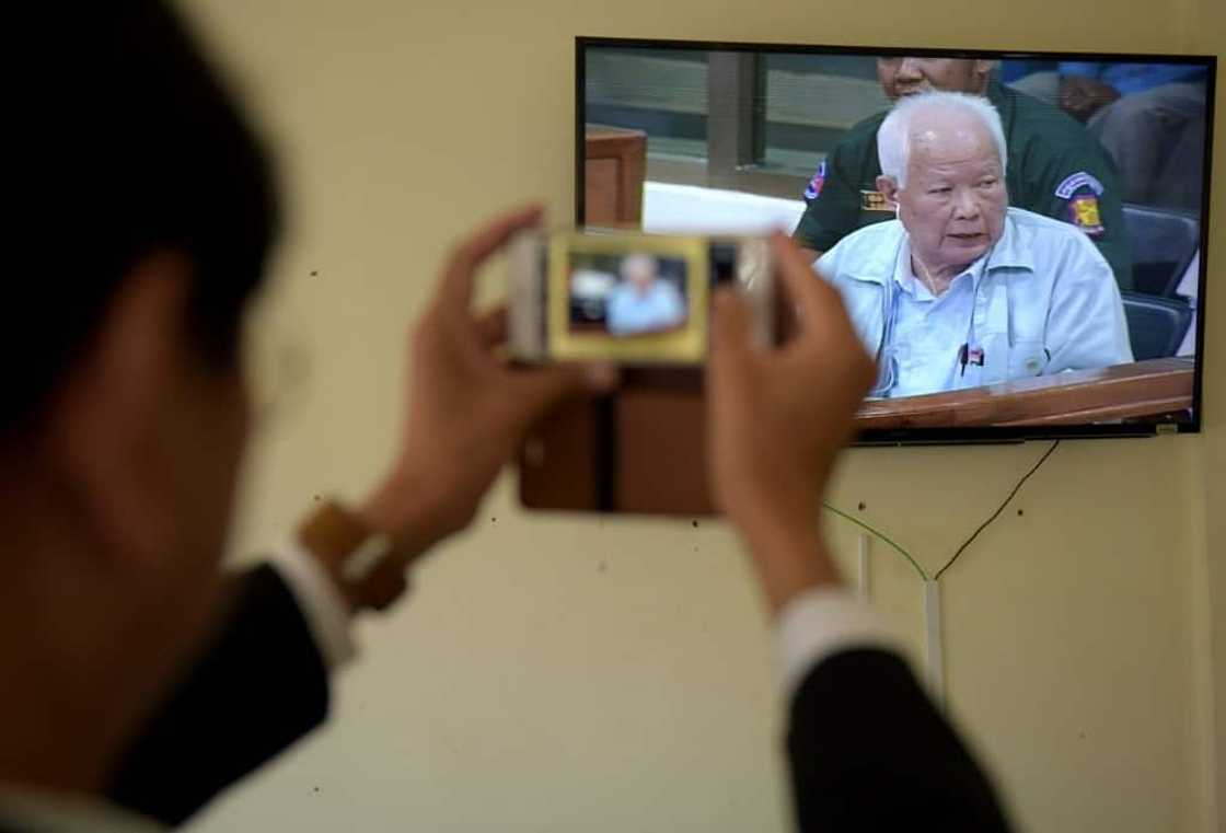 Khieu Samphan, pictured in June 23, 2017, was given a life sentence in 2018 for genocide against ethnic-minority Vietnamese 
by the Extraordinary Chambers in the Courts of Cambodia (ECCC) Khieu Samphan, pictured in June 23, 2017, was given a life sentence in 2018 for genocide against ethnic-minority Vietnamese 
by the Extraordinary Chambers in the Courts of Cambodia (ECCC)