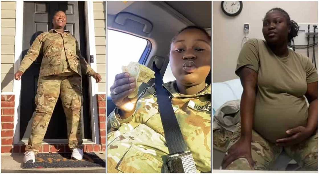 Photos of a pregnant soldier.