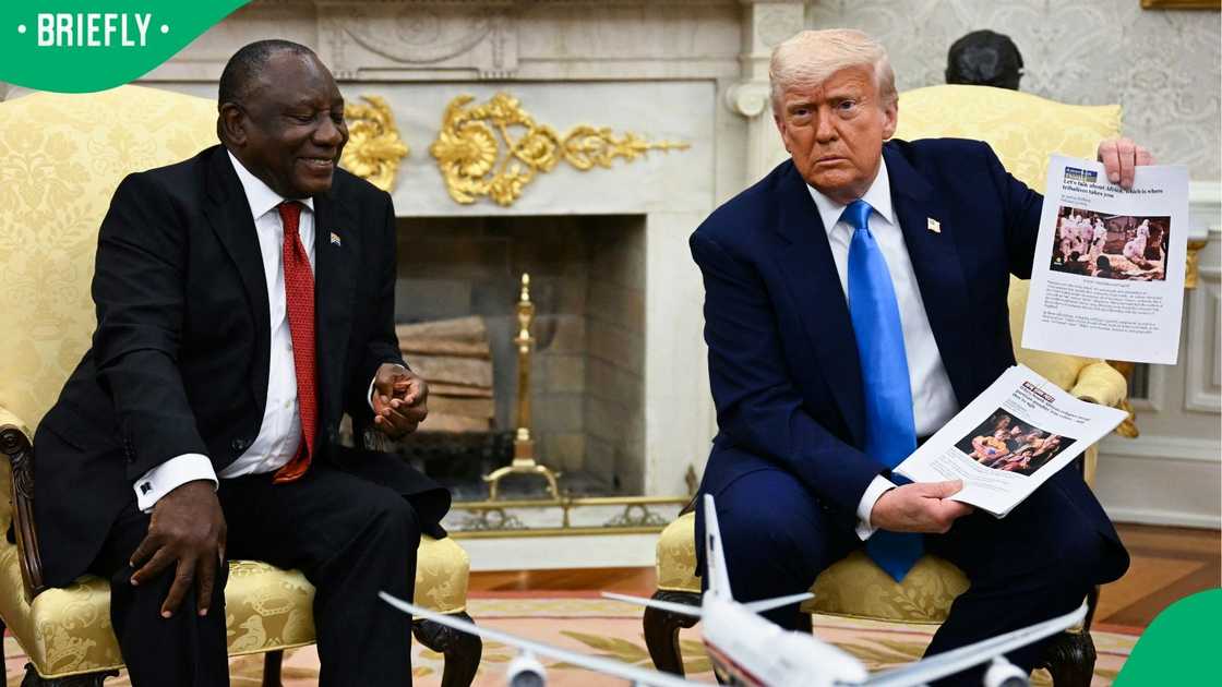 Donald Trump presented newspaper clippings, which he claimed supported his white genocide allegation Donald Trump presented newspaper clippings, which he claimed supported his white genocide allegation